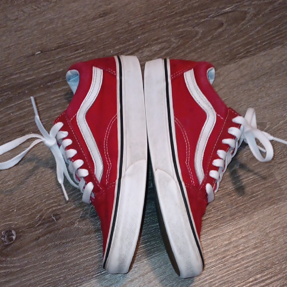 Vans Red and White Women's Sneakers - Picture 6 of 9